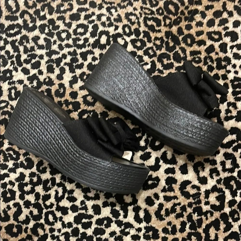 Black Wedge Sandals